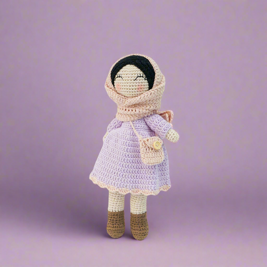 Dua - Crochet Hijab Doll, Lilac Colour.