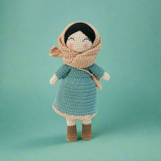 Noor - Crochet Hijab Doll, Teal Colour.