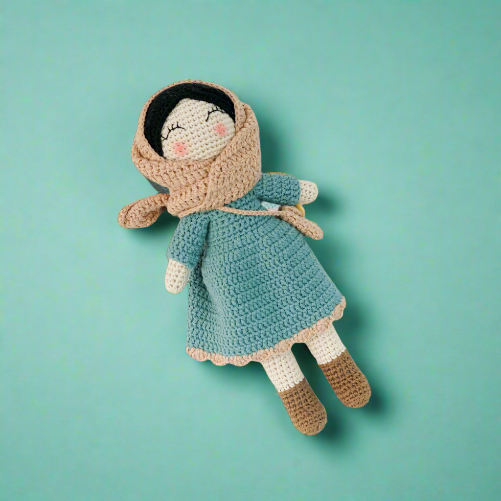 Noor - Crochet Hijab Doll, Teal Colour.